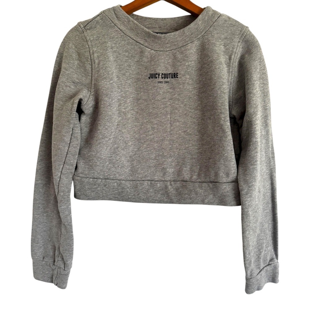 Juicy Couture Gray Cropped Sweatshirt Womens Size Medium Cotton Logo